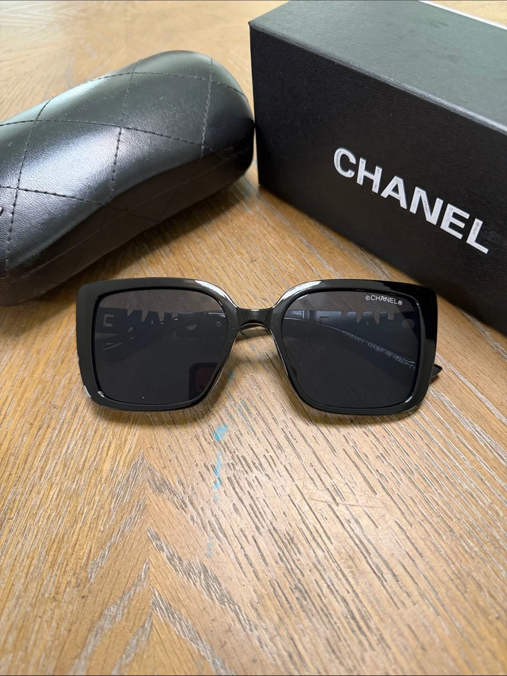 CHANEL Black Oversized Square Sunglasses